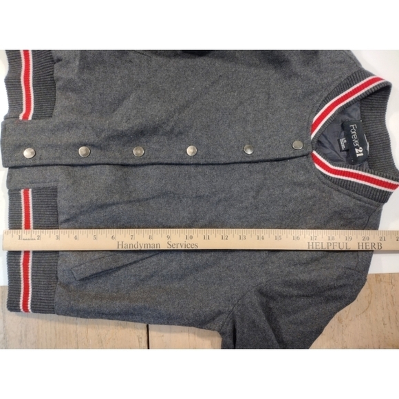 Forever 21 gray and red varsity jacket - Picture 3 of 11